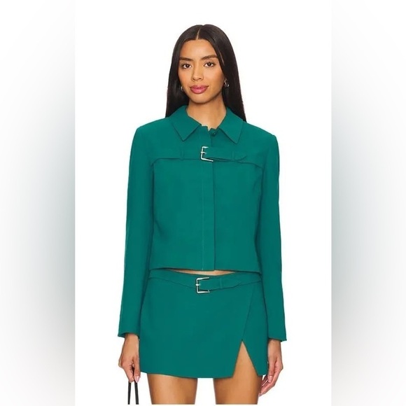 New! Amanda Uprichard Helsa Jacket with buckle in Jewel ✨Small NWOT! - Picture 6 of 10